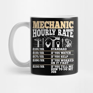 Funny Mechanic Hourly Rate Vintage Car Repairman Craftsman Mug